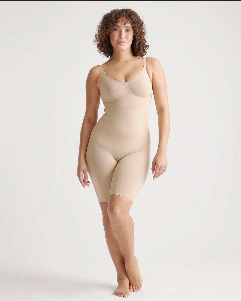 Quince Sculpting Mid-Thigh Bodysuit Size L in Clay
